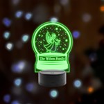 Personalized Angel Christmas Family Name Remote LED Acrylic Message Display (Black Round Stand)  Front