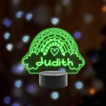 Personalized Rainbow Name Remote LED Acrylic Message Display (Black Round Stand)  Front