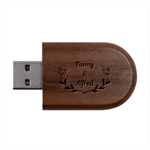 Personalized Leaf Frame Name Wood Oval USB Flash Drive Wood Oval USB Flash Drive USB