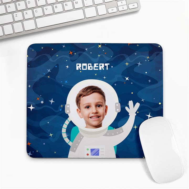 Astronaut Pattern Personalized Name and Photo Mousepad Collage Mousepad
