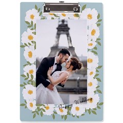 Personalized White Flower Photo Name A4 Acrylic Clipboard A4 Acrylic Clipboard