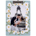 Personalized White Flower Photo Name A4 Acrylic Clipboard A4 Acrylic Clipboard Front
