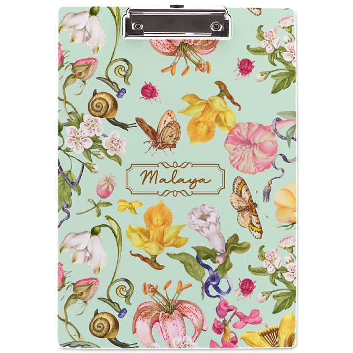 Floral Name Acrylic Clipboard A4 Acrylic Clipboard