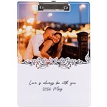 Personalized White Flower Frame Photo Name A4 Acrylic Clipboard A4 Acrylic Clipboard Front