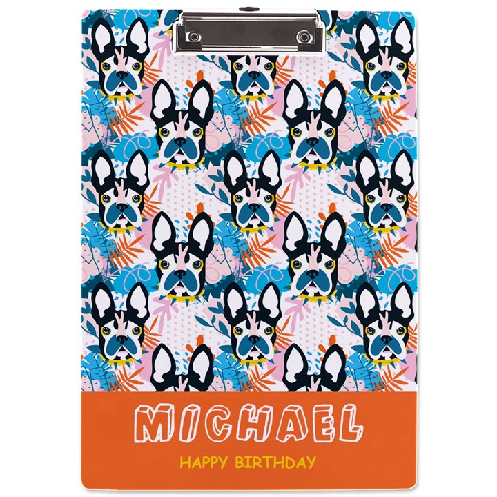 Dog Pattern Name Acrylic Clipboard A4 Acrylic Clipboard