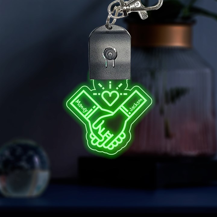 Hold Hands Graphic LED Key Chain