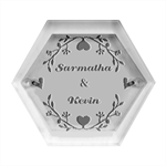 Personalized Heart Hexagon Wood Jewelry Box Front