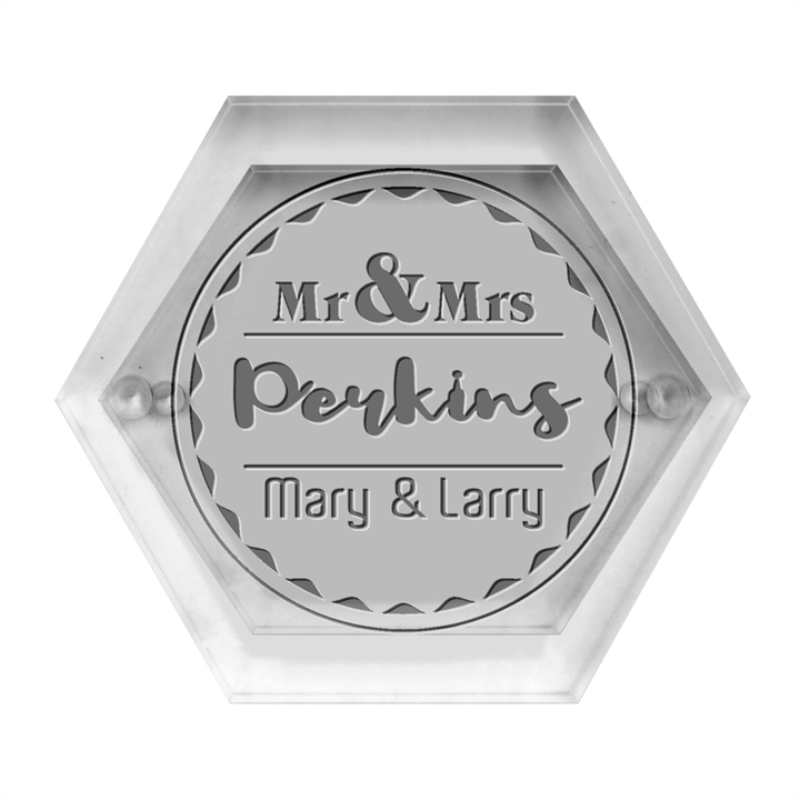 Personalized Couple Family Name Hexagon Wood Jewelry Box