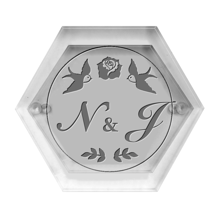 Personalized Rose Bird Hexagon Wood Jewelry Box