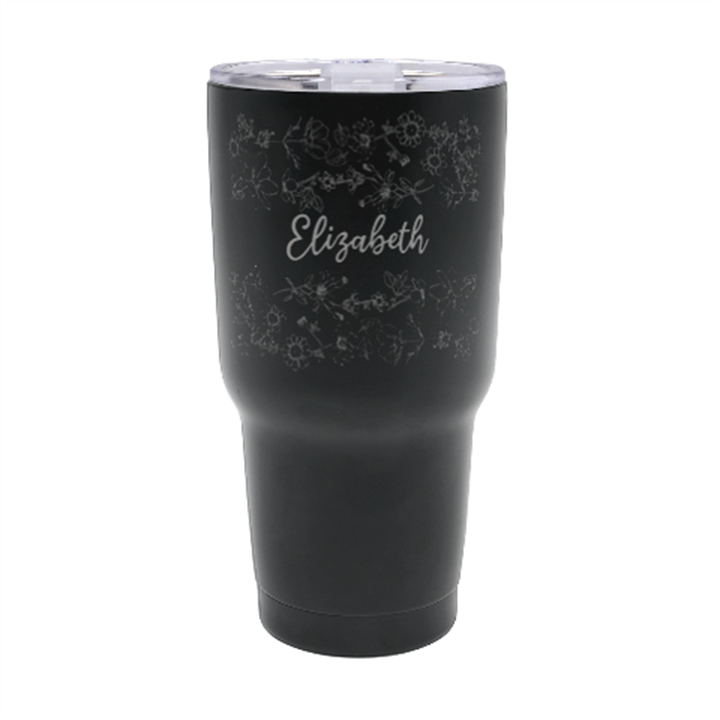 Personalized Name Any Text Flower 30oz Thermal Travel Tumbler 30oz Thermal Travel Tumbler