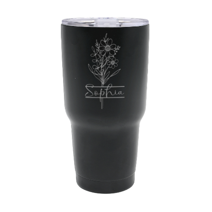 Personalized Name Any Text Flower 30oz Thermal Travel Tumbler 30oz Thermal Travel Tumbler