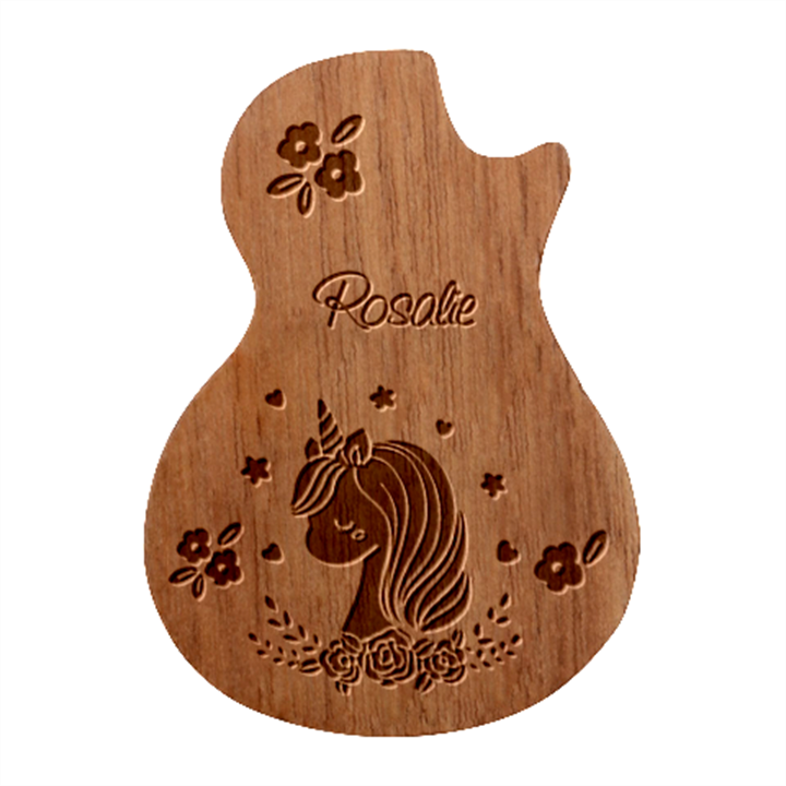 Personalized Unicorn Guitar Picks Set Guitar Shape Wood Guitar Pick Holder Case And Picks Set