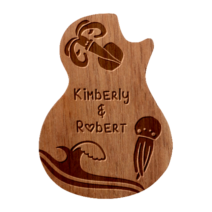 Personalized Couple Sea Guitar Picks Set Guitar Shape Wood Guitar Pick Holder Case And Picks Set