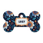 Flower Graphic Pattern Dog Tag Bone (One Side) Front