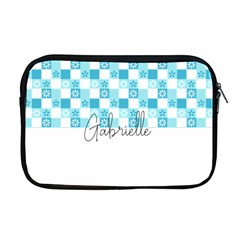 Personalized Name Any Text Checked Pattern With Little Flower Apple Macbook Pro 17  Zipper Case