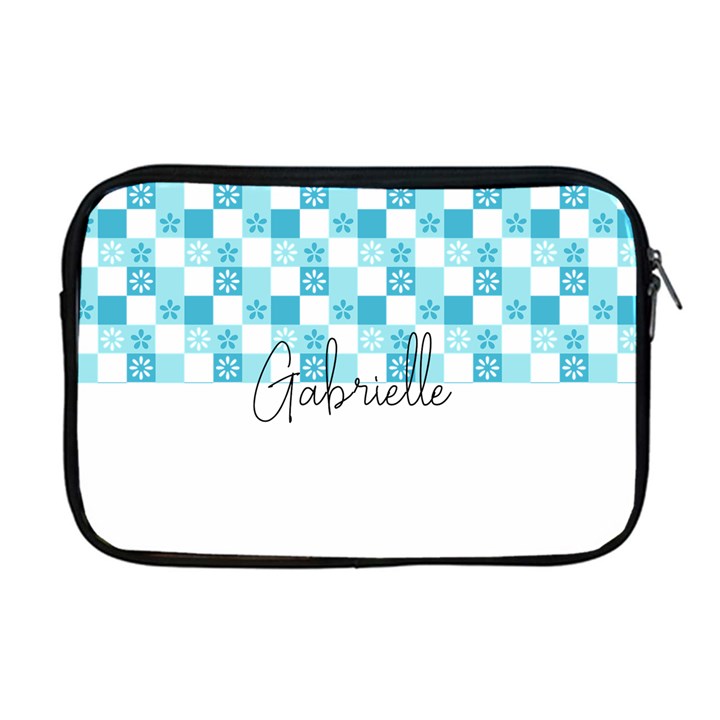 Personalized Name Any Text Checked Pattern with Little Flower Apple MacBook Pro 17  Zipper Case