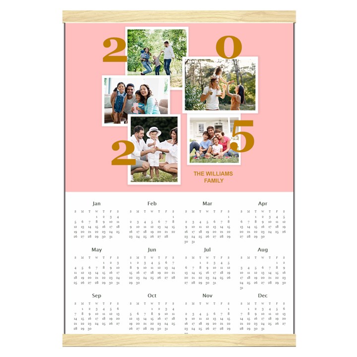 Personalized Family Calendar Canvas Yearly Calendar 16  x 22 