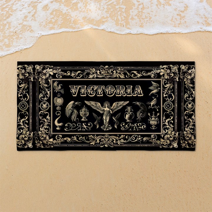 Custom Elegant Frame Any Text Name 54 X27  Super Absorbent Beach Towel	