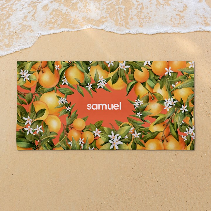 Custom Orange Any Text Name 54 X27  Super Absorbent Beach Towel	