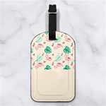 Flamingo Pattern Any Text Name Nappa Leather Luggage Tag Rectangle Back