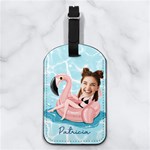 Swim Ring Girl Face Cut Photo Nappa Leather Luggage Tag Rectangle Front
