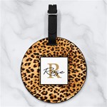 Custom Animal Skin Initial Name Any Text Nappa Leather Luggage Tag Round Front