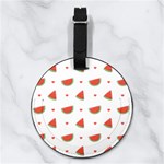 Custom Initial Name Fruits Pattern Nappa Leather Luggage Tag Round Back