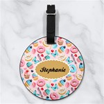 Custom Icecream Dessert Name Any Text Nappa Leather Luggage Tag Round Back